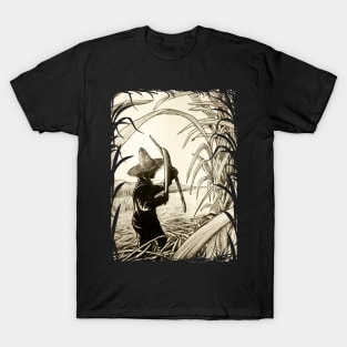 Worker Cutting Sugar Cane Pencil Hand Drawing Vintage Style T-Shirt